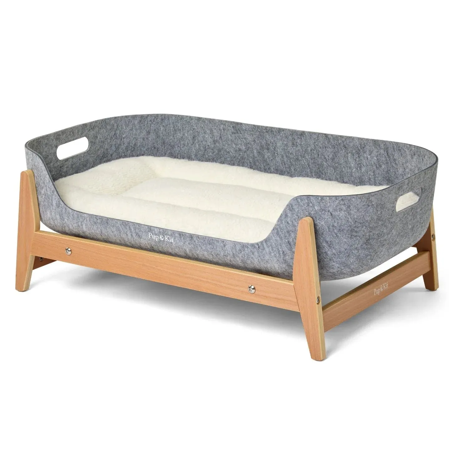 PetNest Full Bed Kit with Raised Stand in Natural Wood